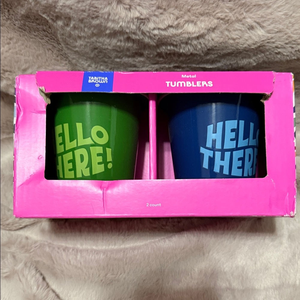Tabitha Brown Green & Blue Metal Tumblers - Set of 2
